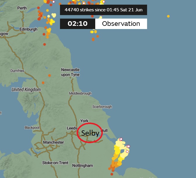 UFO sighting over Selby, research into weather conditions.